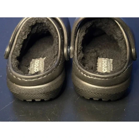 Crocs Classic Lined Clog Child (1-2yr) Size C4 Black Faux Fur Fuzzy SlipOn Shoes - Picture 10 of 10